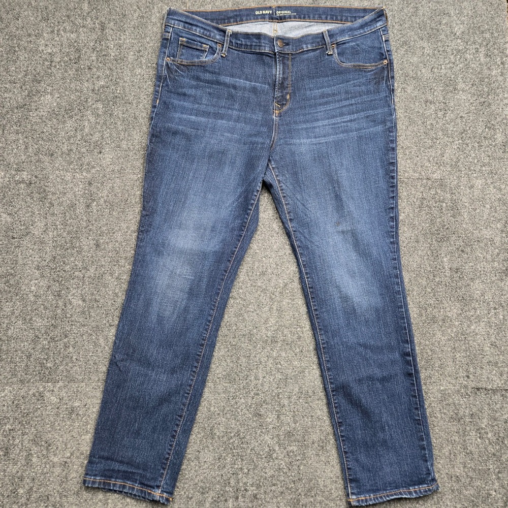 Old Navy Original Straight Leg Jeans Dark Wash Blue Denim Womens Size 40x30